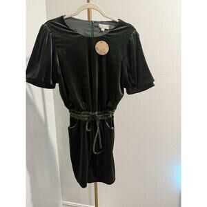 Green Emerald Velvet‎ Romper Womens Medium Plush Luxury Boho Comfy New